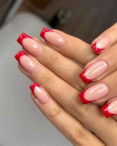 French Nails Red Tips. There are any references about French Nails Red Tips in here. you can look below. I hope this article about French Nails Red Tips can be useful for you. Please remember that this article is for reference purposes only. #french #nails #red #tips Red Tip Nails, Red French Tip, Red Tips, Short French, Red Acrylic Nails, Red French, French Tip Acrylic Nails, Casual Nails