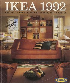 an advertisement for ikea from the 1970's, featuring a couch and coffee table