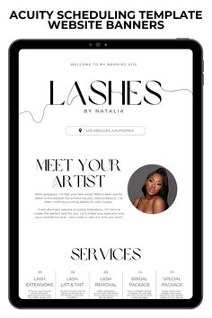 the website design for lashes by natalie