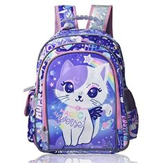 My Little Pony Backpack, Girls Backpack Kids, Backpacks For Girls, Kindergarten Backpack, Kawaii Backpack, Girls Backpack, Cat Kawaii, Kids School Backpack, Purple Backpack