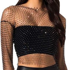 Never Worn - Perfect Condition Rave Party Outfit, Fishnet Crop Tops, Chique Outfit, Fishnet Dress, Mesh Tops, Body Chains, Mesh Blouse, Looks Party, Cropped Tops