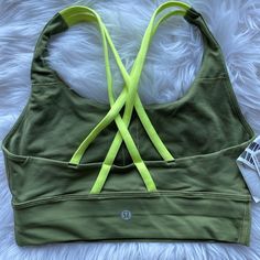 Strappy, Lululemon Sports Bra. Great Green Two-Tone Color! Cheap Green Sports Bra With Built-in Bra, Green Bra, Lululemon Bras, Lululemon Energy Bra, Ballet Pink, Lululemon Sports Bra, Sports Bra Sizing, Bra Women, Sports Bras