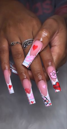 Valentines Nails And Toes Ideas, Valentine’s Day Nails Inspiration, Valentines Day Nail Inspiration, Valentine’s Day Junk Nails, Valentine Long Nails, Be Mine Nails, Valentine’s Day Nail Sets, Valentine’s Day Set Nails, Valentine’s Day Sets Nails