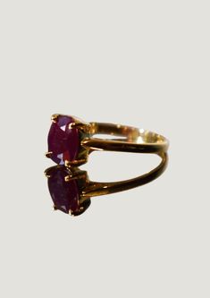 A natural Brazilian ruby, handcrafted in Peru,  set in an 18k solid gold band. Size: 7.5 Other size: 12 - 15 working days. Timeless Polished Ruby Ring, Classic Yellow Gold Ruby Ring With Polished Finish, Fine Jewelry Ruby Ring With Polished Finish, Classic Ruby Rings With Polished Finish, Elegant Ruby Ring With Polished Finish, Timeless 14k Gold Red Ruby Ring, Formal Ruby Birthstone Ring, Classic Gold Rings With Ruby, Formal Ruby Cluster Ring