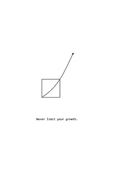 a black and white drawing of a rectangle with the words never limit your growth