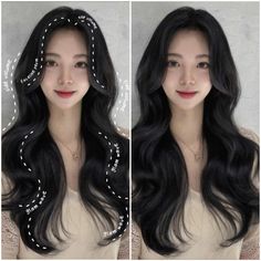 Long Wavy Korean Hair, C Curls Korean, Korean Setting Perm, Gentle Waves Hair, Goddess Curls Korean, C Curl Hair Korean, Korean Goddess Waves, Korean Soft Waves Hair, Volume Long Haircut