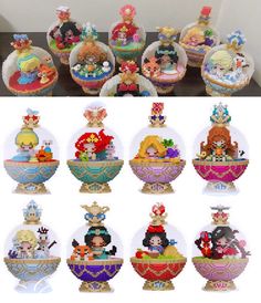 the cross stitch pattern has been designed to look like disney princesses in their baskets