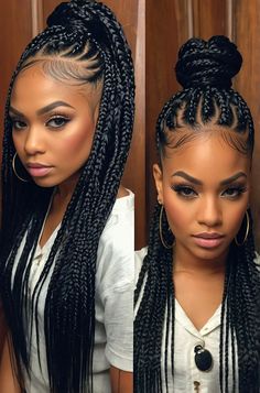 Default 6 Collage image of tiny box braids ideas 5 1 French Braids Half Up Half Down, Knotless Braids Ponytail, One Braid Hairstyles, Professional Braids