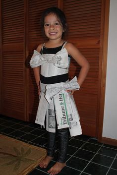 Recycled Material Newspaper Skirt and Top easy DIY Costume Newspaper Skirt, Recycled Costumes, Me And My Daughter, Recycled Outfits, Recycled Dress, Paper Clothes, Creative Mom