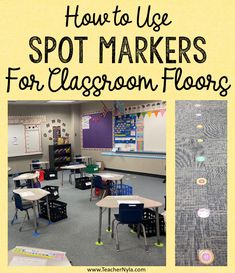 an image of how to use spot markers for classroom floor decorations and decorating ideas