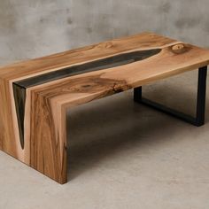 a wooden bench made out of wood and metal