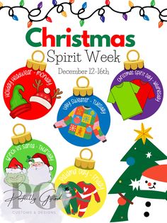 the christmas spirit week flyer is shown