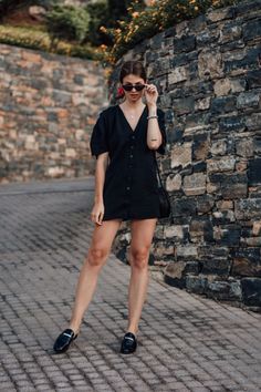 Loafers And Dress Outfit, Mules Outfit Summer, Mule Outfits Women, Black Mules Outfit, Mule Outfits, Loafers Outfit Summer, Black Loafers Outfit, Mules Outfit