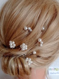 These pearl hair pins and jewelry set are perfect for a bling wedding theme. Gorgeous wedding hair clip with beautiful pearls. It looks beautiful and attractive. You will love it.  Available: SILVER, GOLD        SET of 7  Pearl Hair Pins     Please read my policies before purchase: https://www.etsy.com/shop/SilkPearlDesign#policies Bling Wedding Theme, Pearl Hair Clip Wedding, Bridal Pearl Hair, Clip Wedding Hair, Hair Clip Wedding, Bridal Hair Pins Pearl, Hair Pins Wedding, Hair Pins Bridal, Wedding Hair Piece