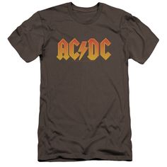 AC/DC Logo Men's Premium Ultra-Soft 30/1 100% Cotton Slim Fit T-Shirt - Eco-Friendly - Made In The USA Ac Dc Logo, Acdc Logo, Dc Logo, Acdc Shirt, Fraggle Rock, Band Shirts, Slim Fit Shorts, Classic Logo, Ac Dc