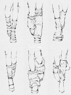 four different views of feet and ankles in various positions, with one showing the lower part of