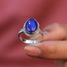 "Natural Oval Lapis Lazuli Ring, Silver Lapis Ring, Bohemian Handmade Ring, 925 Sterling Silver Designer Ring, Rings For Women, Wedding Ring SHOP LINK:- https://www.etsy.com/shop/MaaShabashibaJewell?ref=seller-platform-mcnav 》D E T A I L S《 Gemstone: Natural Lapis Lazuli                     Gem Color: Blue                                 Stone Shape: Oval                                       Metal: 925 Sterling Silver Purity: 925 Parts Per 1000 Setting Type: Bezel Set Silver Polish: High Ring S Rings For Women Wedding, Women Wedding Ring, Lapis Ring, Silver Polish, Bohemian Handmade, Lapis Lazuli Ring, Etsy Wedding Rings, Silver Design, Moonstone Ring