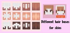 different hair bases for skins are shown in this graphic style, including squares and rectangles