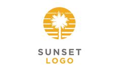 the sunset logo with a palm tree