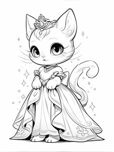 the littlest princess cat is dressed up in her gown and tiara, while she stands