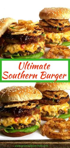 the ultimate southern burger recipe is loaded with cheese and bacon