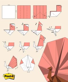 an origami bird is shown with the instructions to make it out of paper