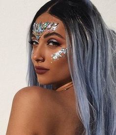 Face Jewels EDC Rave outfits, Festival Diamond Face Sticker, Adhesive Makeup rhinestones, Unicorn Princess Crystal Face Tattoo Sticker @Glamorousgala Coachella Make-up, Music Festival Makeup, Makeup Festival, Coachella Makeup, Eyeshadow Designs, Rave Outfits Edc, Festival Outfits Rave