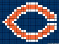 a cross stitch pattern with an orange and blue circle in the center on a dark blue background