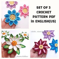 crochet pattern for flower appliques in english