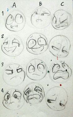 an image of different faces drawn on paper