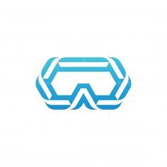 a blue and white logo with the word goggles on it's bottom half