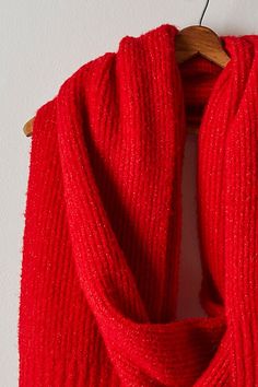 Sure to be a staple in your cold-weather accessories collection for countless years to come, this totally timeless scarf is featured in a soft, ribbed-knit fabrication with defined fringe at hems for the perfect finishing touch. | Hit The Ground Scarf by Free People in Red Red Scarf, Bandana Styles, Red Fits, Red Scarves, Cold Weather Accessories, Boho Outfits, Ribbed Knit, Free People, Scarf Accessory