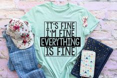 It's fine. I'm fine. Everything is fine. Shirt. Unisex shirt. *Heather Prism Mint shirt displayed on main photo. Shirt is unisex, soft and TTS. If you prefer a more fitted look, size down one. *Listing is for the shirt only (props are not included). --------------------------------------------- PROCESSING TIME: 3-5 business days (M-F) before an item ships. If you need something sooner, please send a message before purchase. SIZING: A size chart is available in the photos. If you prefer a more fi Mint Shirt, Shirt Display, Plain Shorts, I'm Fine, Everything Is Fine, Bella Canvas Tees, Tee Shirt Print, Mom Tees, Comfortable Tops