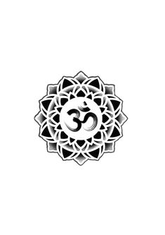 the symbol for yoga with an ombreal on it's center circle, in black and white