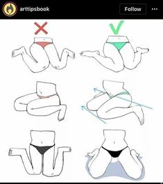 the instructions for how to draw a woman's body in four different positions, including one