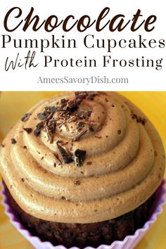 chocolate pumpkin cupcakes with protein frosting