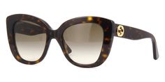 gucci gg0327s 002 Havana Cat, Eye Lens Colour, Double G Logo, Havana Color, Gucci Brand, G Logo, Gucci Eyewear, Luxury Eyewear, Brown Gradient