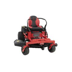 a red riding lawn mower on white background