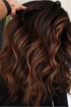 Best Hair Color for 60 Year Old Woman (2024) Mahogany With Caramel Highlights, Caramel Copper Hair, Medium Balayage Hair, Balayage Straight Hair, Rambut Brunette, Black Hair Balayage, Bronde Balayage, Caramel Balayage, Hair Done