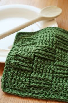 FREE Crochet Dishcloth Pattern - Basketweave Washcloth Pattern