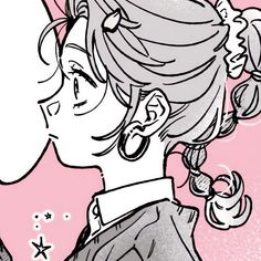 a drawing of a woman with her hair in a ponytail