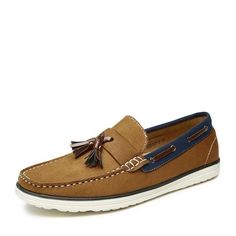 Upper Material: Synthetic Outsole Material: TPR Closure Type: Slip-On Insole Material: Latex Lining Material: PU Casual Brown Boat Shoes For Summer, Casual Brown Boat Shoes For Fall, Brown Boat Shoes With Round Toe For Summer, Casual Brown Flat Boat Shoes, Mens Loafers Shoes, Comfortable Loafers, Men Loafers, Black 7, Loafer Shoes