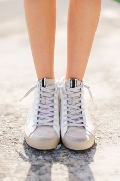 We are loving these high top sneakers for your daughter! They are so cute and we love how versatile they are! These sneaks will look great with anything! Mint Julep Boutique, We Are Love, Mint Julep, Model Fits, Personal Marketing, White Sneakers, A Dream, High Top, Top Sneakers