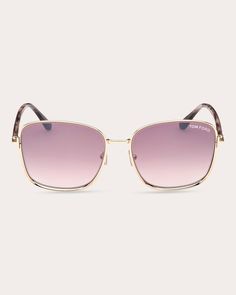 Shiny Rose Gold Havana & Pink Gradient T-Logo Square Sunglasses Luxury Rose Gold Polarized Sunglasses, Luxury Rose Gold Tinted Sunglasses, Rose Gold Sunglasses, Pink Gradient, Tom Ford Sunglasses, Square Shape, Tom Ford, Havana, Square Sunglasses