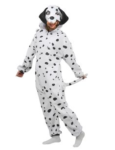 a man dressed in a dalmatian costume