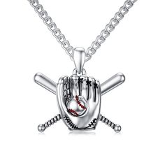 PRICES MAY VARY. Baseball Pendant Necklace: There is a baseball in the middle of the baseball glove necklace, and two baseball bats are attached to the back. Bold and edgy design makes a great gift for baseball lovers 925 Sterling Silver Material: The mens baseball pendant is made of 925 sterling silver. It is durable and will not rust, tarnish or stain. This baseball sport necklace is paired with a stainless steel Cuban chain, making you look very hip-pop and cool Sport Necklace Size: Baseball Baseball Jewelry, Women Athletes, Baseball Necklace, Gifts For Baseball Lovers, Baseball Bats, Edgy Design, Chain Making, Sports Jewelry, Baseball Design