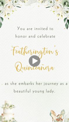 a wedding announcement with flowers and cake