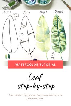 the step by step instructions to make watercolor leaves