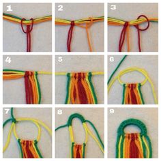 step by step instructions on how to crochet the rainbow stitchs with yarn