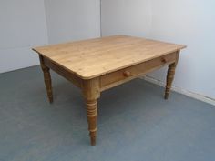 Rare Victorian Antique Pine Waxed 8 Seater Kitchen Table / Desk